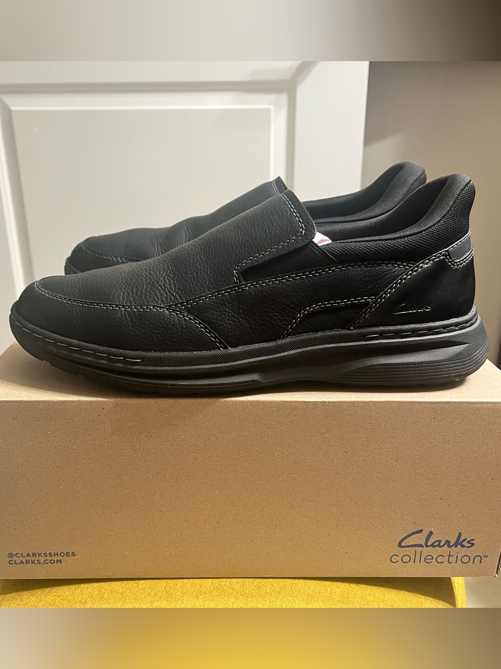 Clarks Craftwell Step Black Leather Slip-On Shoes Men’s 10.5M - Picture 4 of 7